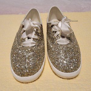 Gold Kate Spade Glitter Keds